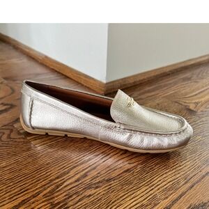 Coach Marley Driver Metallic Champagne Gold Leather Loafer Flats 6 ONE SHOE ONLY